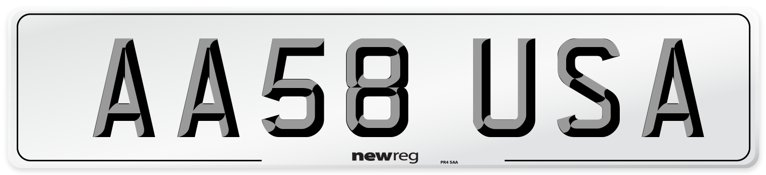 AA58 USA Number Plate from New Reg